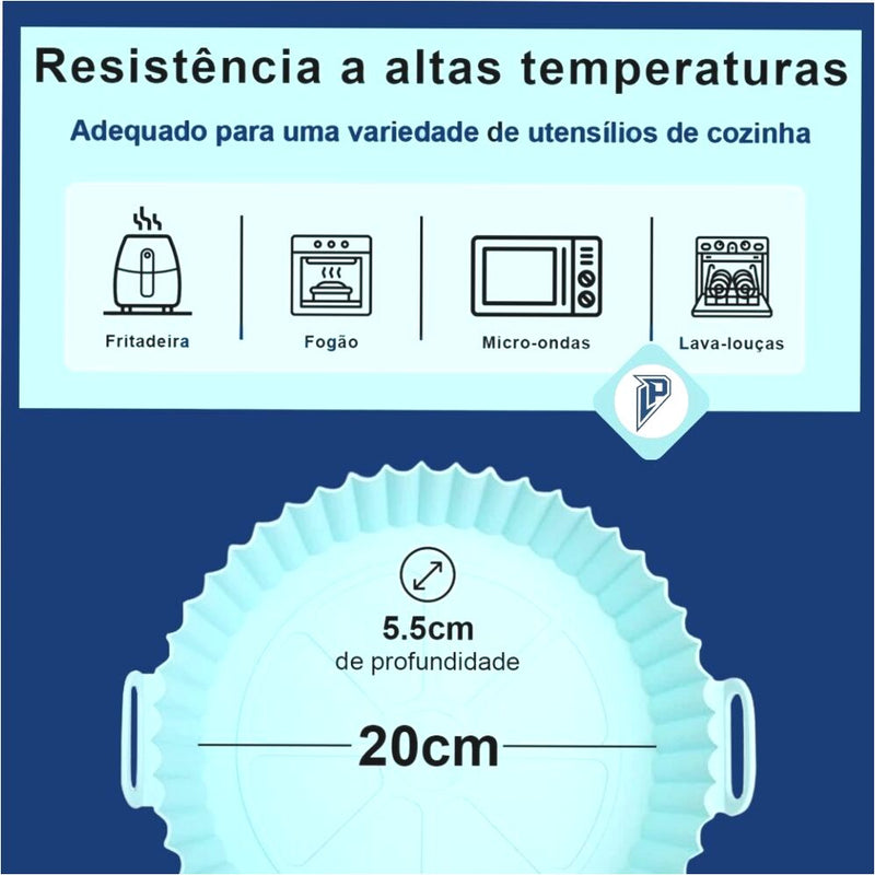 FORMA DE SILICONE AIR FRYER COM ALÇA 20cm