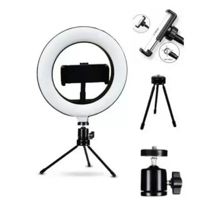 RING LIGHT 8 ILLUMINATOR WITH TRIP AND HOLDER FOR HIGH BRIGHTNESS SMARTPHONE